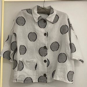Chalet Polka Dot Linen Embroidered Button down shirt